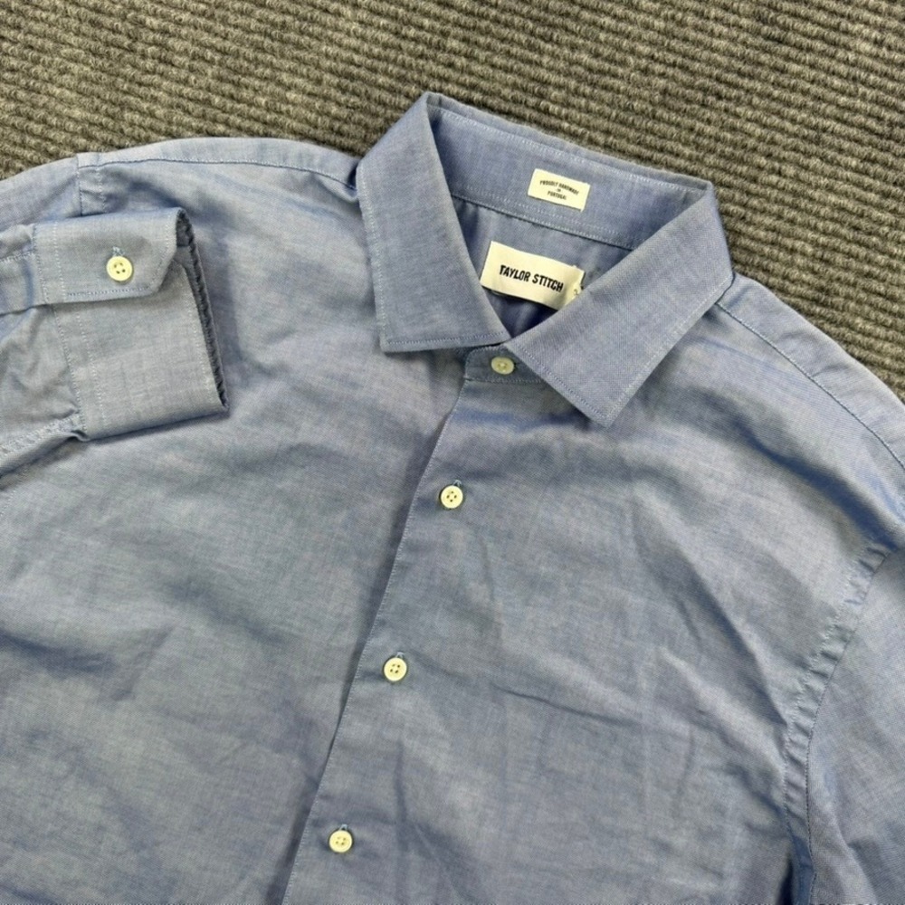 Taylor Stitch Blue Cotton Button Up Dress Shirt Mens 42 Long Sleeve Casual Work